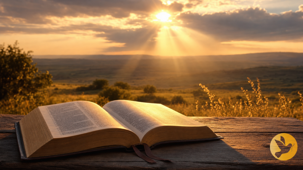 Imagem da Bíblia Sagrada ao amanhecer, representando as promessas de Deus que se renovam.