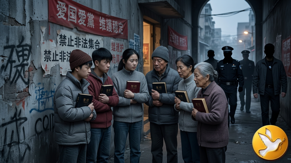 Cristãos sofrendo perseguição religiosa na China.