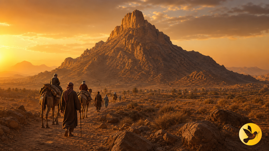 Imagem cinematográfica do possível verdadeiro Monte Sinai