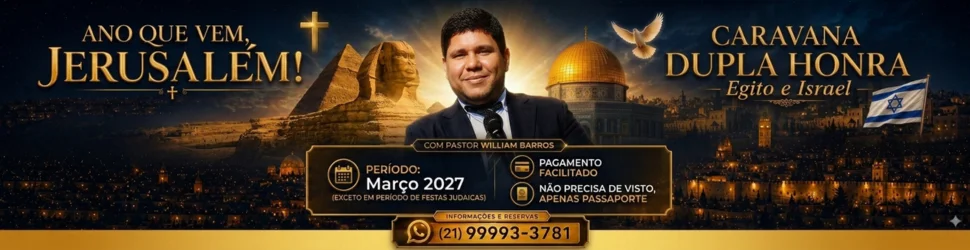 Banner da caravana para Israel com Pastor William Barros