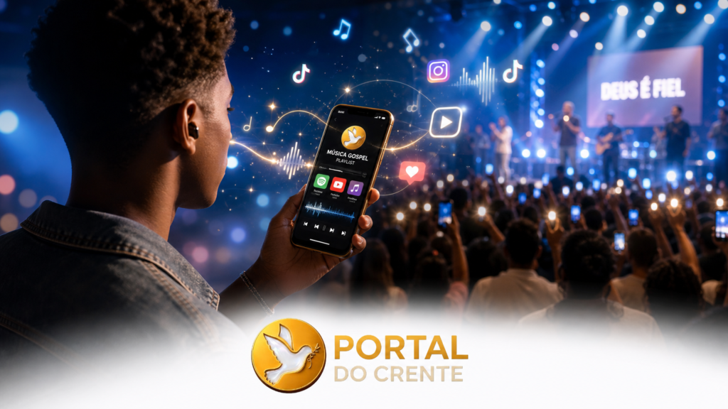 imagem realista que retrata a música gospel em destaque nas redes sociais 