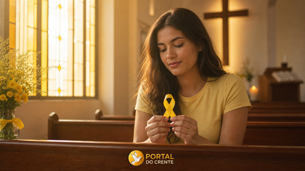 Imagem de uma jovem no setembro amarelo