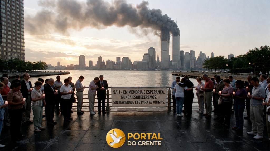 imagem realista que retrata a dor do povo americano em meio aos ataques no 11 de setembro