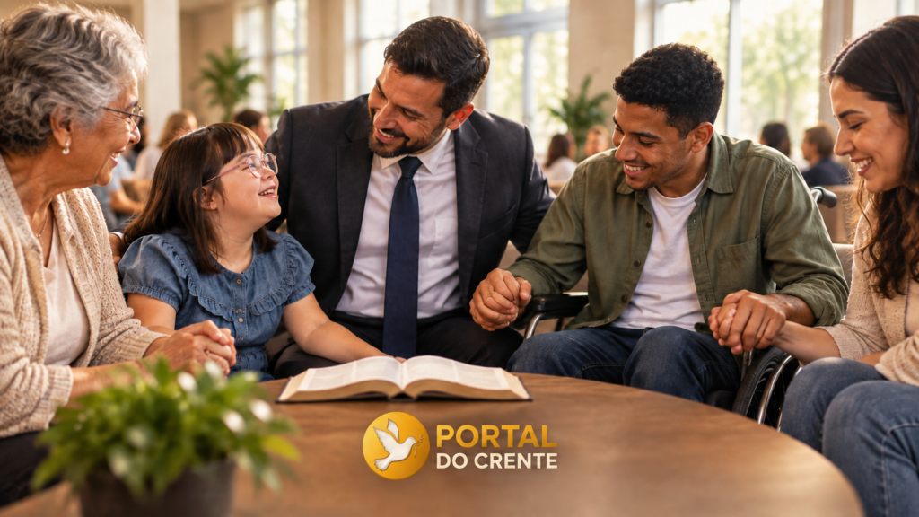 Imagem realista sobre autismo e fé. A inclusão que vira testemunho.